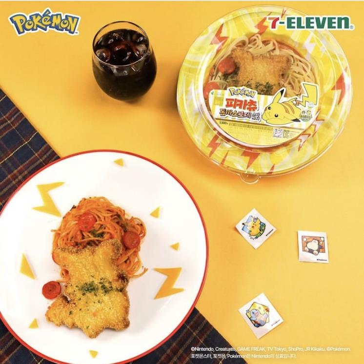 7ELEVEN 피카츄돈까스로제스파게티 5천5백원. 피카츄, 꼬부기가 포함된 포켓몬 스티커는 18가지다. 