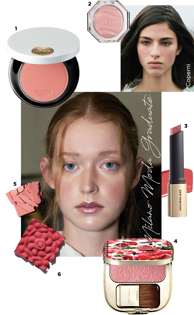 Laura Mercier 4虜錳渠. 1 Hermes 로즈 에르메스 실키 블러쉬 로즈 블러시 23 9만9천원. 2 Dear Dahlia 블루밍 에디션 페탈 글로우 블러쉬, 플러시드 2만5천원. 3 Hourglass 배니쉬 블러쉬 스틱, 새크리드 6만2천원. 4 Dolce&Gabbana Beauty 러브 콜렉터 블러쉬 오브 로즈, 200 프로보커티브 6만7천원대. 5 Laura Mercier 블러쉬 컬러 인퓨전, 워터멜론 4만원대. 6 Estēe Lauder 레벨리어스 로즈 크림 치크 4만2천원대.