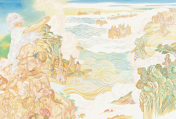 <주몽, 엄체수를 건너다>, 2020, 캔버스에 유채, 91x116.8cm.