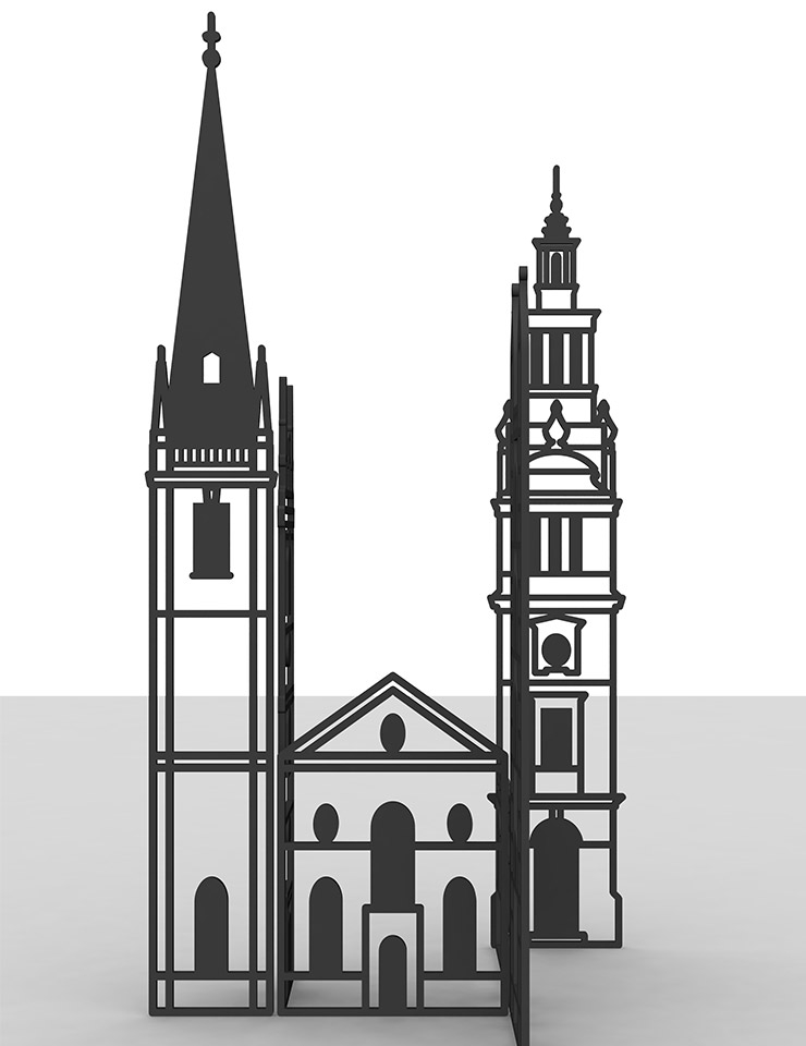 <City 1.>, 2021, Powder coated aluminium, 428x163x178cm. 