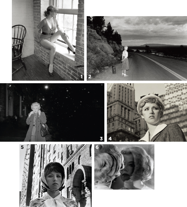 1 ‘Untitled Film Still #15’, 1978. 2 ‘Untitled Film Still #48’, 1979. 3 ‘Untitled Film Still #54’, 1980. 4 ‘Untitled Film Still #21’, 1978. 5 ‘Untitled Film Still #17’, 1978. 6 ‘Untitled Film Still #56’, 1980.