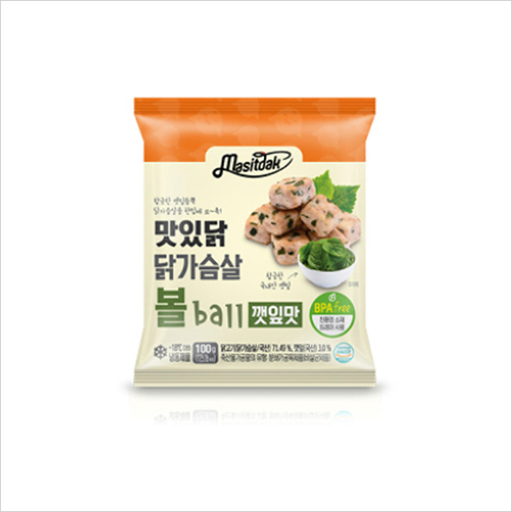 Masitdak 닭가슴살볼 깻잎 10팩(1kg) 1만8천원.