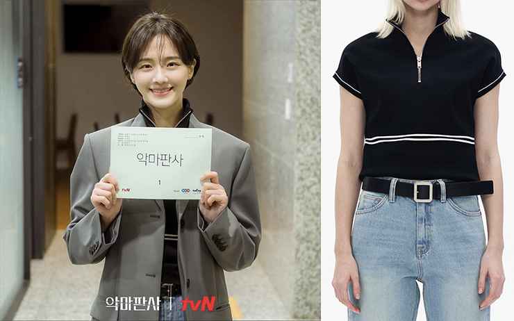 TheOpen Product 하프 집업 하이넥 니트 톱 11만6천원