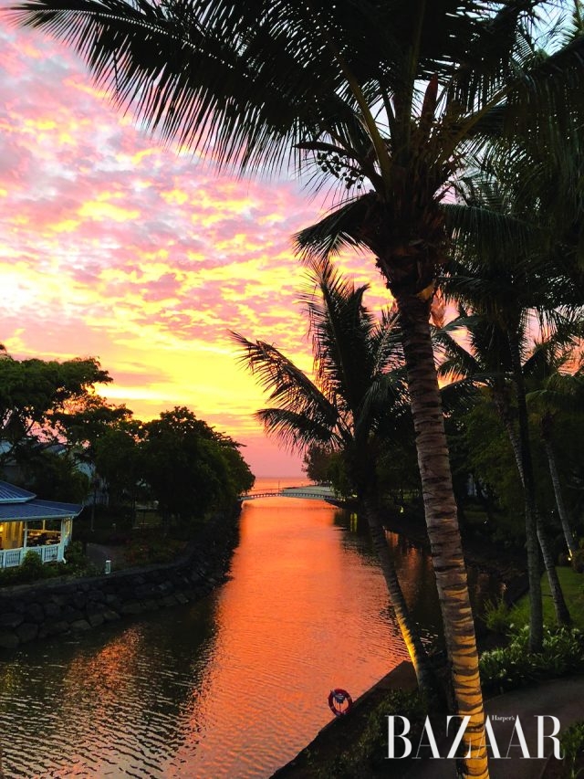 모리셔스의 아름다운 일몰.