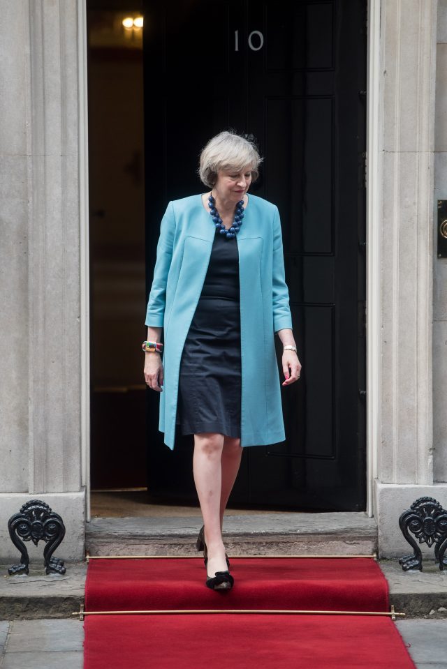Mandatory Credit: Photo by REX/Shutterstock (6896744c)Theresa MayKing of Bahrain Hamad bin Isa Al Khalifa meets Theresa May at 10 Downing Street, London, UK - 26 October 2016